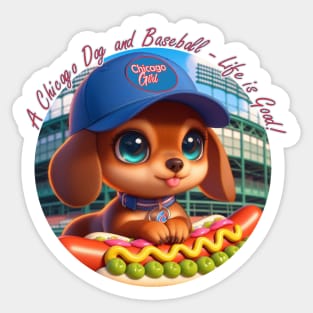 Chicago Dog and Baseball Sticker